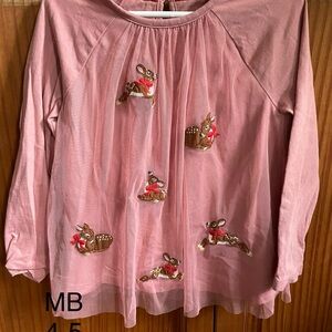MB Pink tulle Shirt with Reindeer Embroidery